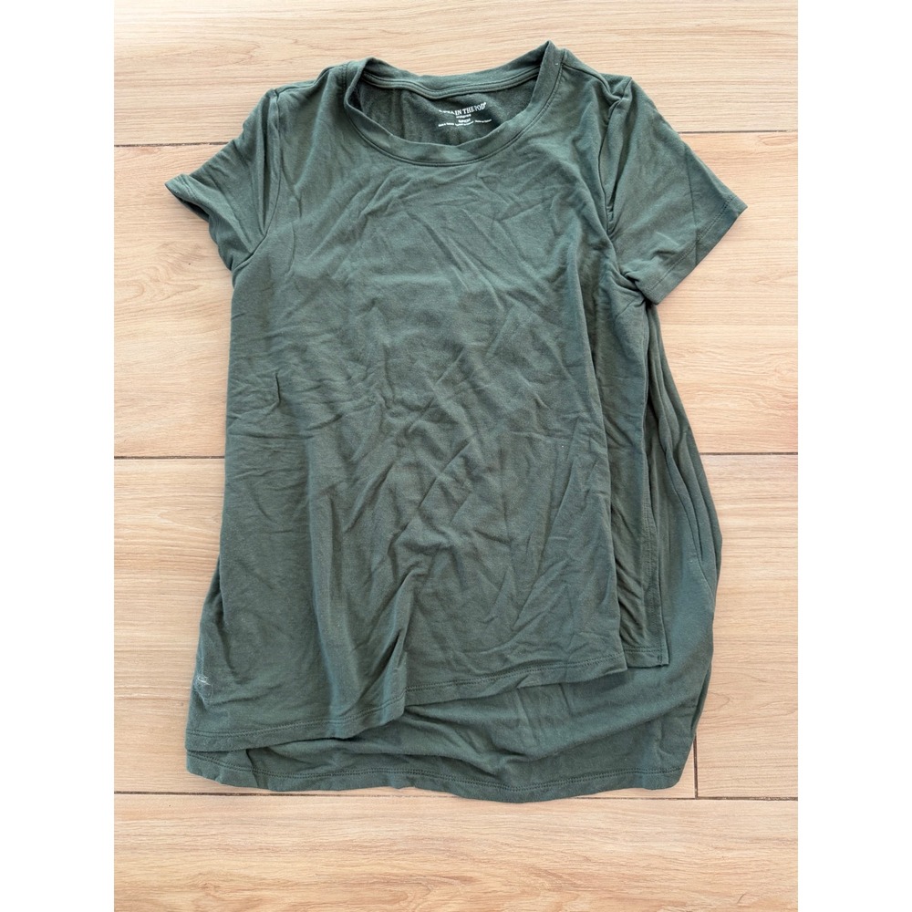 A Pea in the Pod Nursing Top Olive Green Short Sleeve Maternity Shirt Small